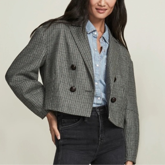 Veronica Beard Jackets & Blazers - Veronica Beard Sybille cropped houndstooth wool-blend blaze